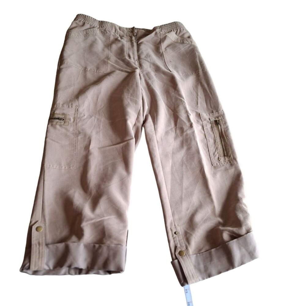 Chico’s Utility Cargo Pants Size 2 Large Beige Y2K Coastal Grannycore Beach